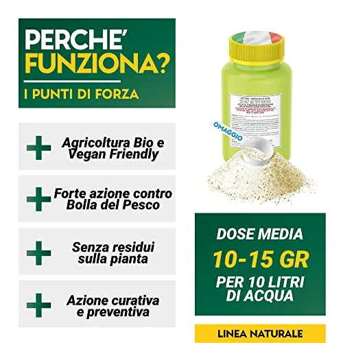 Albagarden - Fungicida Piante Per Bolla Del Pesco Per Agricoltura Biologica - Lecitina Funghicida Naturale Per Trattamento di Oidio Peronospora Alternaria - Polvere Solubile X 100 gr
