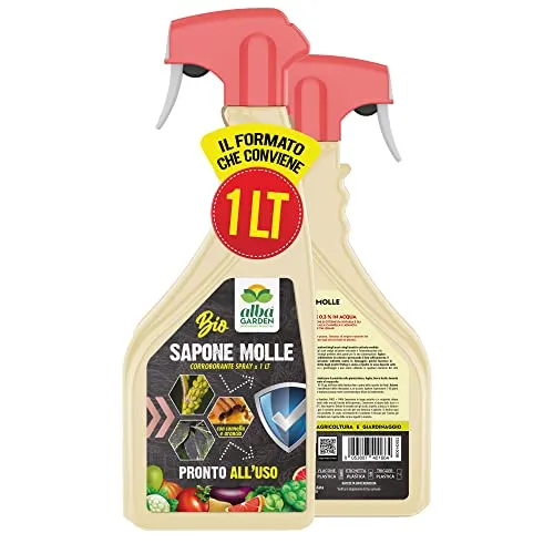 Albagarden - Sapone Molle di Potassio x 1 Litro - Corroborante Naturale Effetto Insetticida Piante Bio - Potenzia Le Difese Delle Piante Da Insetti Cocciniglia Pidocchi Ragnetto Rosso Cimici Spray