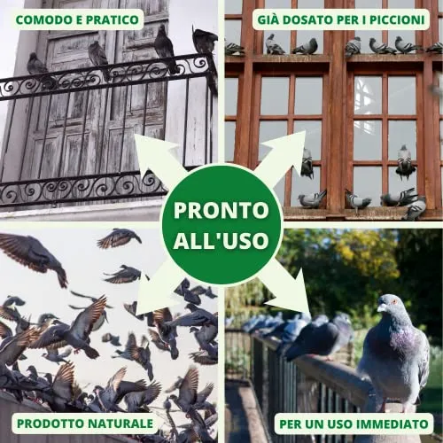 Gardemia Repellente Vegetale per Piccioni 750ml Spray Disabituante Barriera Olfattiva per Allontanare Scacciare Piccioni dal Balcone, Vespe e Calabroni Dissuasore senza Veleno Ultrasuoni Spuntoni Rete