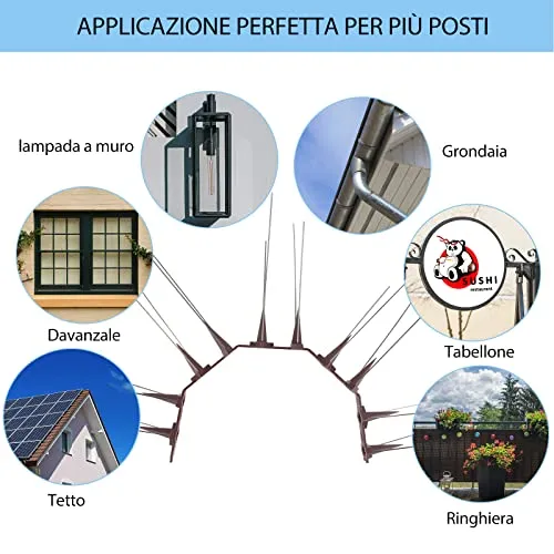 Dissuasori per Piccioni Inox, 3.6 Metri Spuntoni anti Uccelli, Anti Piccioni Balcone Repellente Piccioni per Spaventare Piccioni, Corvi, Passeri, Gatti, Protezione del Giardino - Marrone