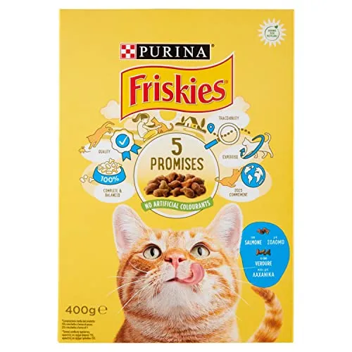 Purina Friskies Crocchette Gatti Adulti con Salmone e Verdure 400 g