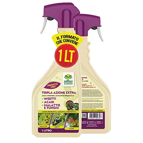 Albagarden Tripla Azione Naturale - Insetticida - Fungicida - Acaricida Per Piante Pronta All'Uso A Base Di Equiseto E Ortica - Spray Biologico X 1 Lt