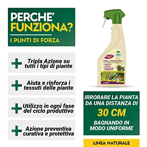 Albagarden Tripla Azione Naturale - Insetticida - Fungicida - Acaricida Per Piante Pronta All'Uso A Base Di Equiseto E Ortica - Spray Biologico X 1 Lt