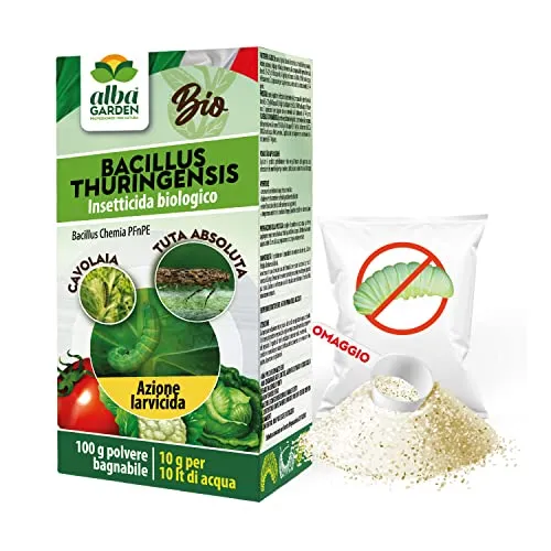 Albagarden Bacillus Thuringiensis Kurstaki Insetticida Piante Biologico - Contro Parassiti, Insetti, Larve Dell'orto E Giardino, polvere x 100 gr