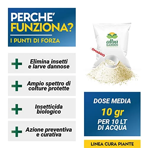Albagarden Bacillus Thuringiensis Kurstaki Insetticida Piante Biologico - Contro Parassiti, Insetti, Larve Dell'orto E Giardino, polvere x 100 gr