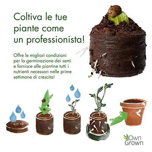 OwnGrown Compresse Terriccio Di Cocco Con Sostanze Nutritive - 40 Pezzi, senza Ripicchettare e senza Torba - Terriccio Fibra Di Cocco Per Orchidee, Bonsai, Piante grasse, Verdi, Da Interno