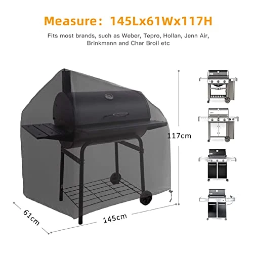 IZUKU Copertura Barbecue Impermeabile Telo Protettivo per BBQ Grill Anti Pioggia Polvere Sole Neve Tessuto Oxford 145x61x117cm (PRO)
