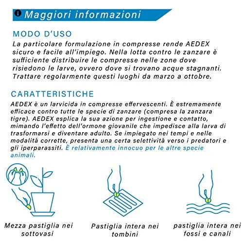 Vebi Aedex Insetticida Larvicida Antizanzare- Barattolo 50 Compresse - 100g