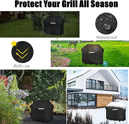 Copertura Barbecue, Impermeabile Telo Protettivo per BBQ Grill Antivento, Resistente agli Strappi Copertura per Barbecue da Esterno, Anti Polvere Neve Pioggia Sole raggi UV (145 x 61 x 112 cm)