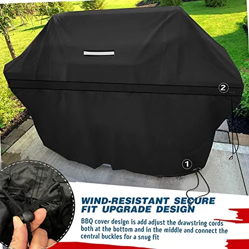Copertura Barbecue, Impermeabile Telo Protettivo per BBQ Grill Antivento, Resistente agli Strappi Copertura per Barbecue da Esterno, Anti Polvere Neve Pioggia Sole raggi UV (145 x 61 x 112 cm)