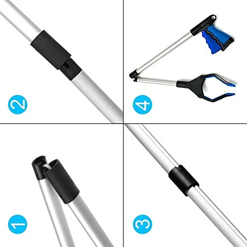 Awsuc Pinza telescopica, 82cm Pinza telescopica Pieghevole, Pinza Prensile,Raccoglitore di immondizia, Pinza Morsetto in Gomma