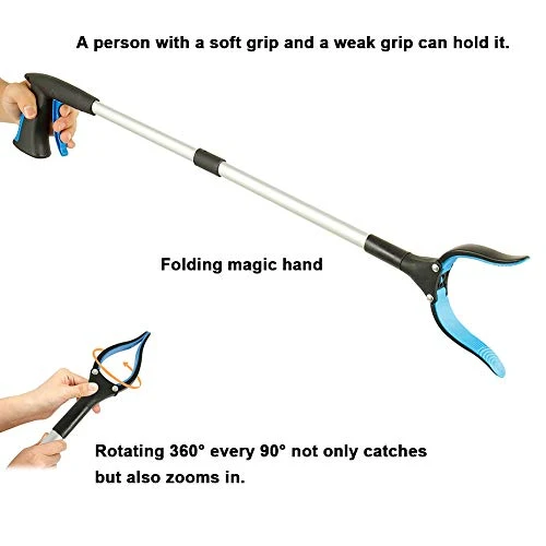 Awsuc Pinza telescopica, 82cm Pinza telescopica Pieghevole, Pinza Prensile,Raccoglitore di immondizia, Pinza Morsetto in Gomma