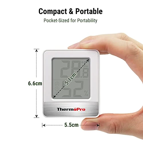 ThermoPro TP49 Mini Igrometro Termometro Digitale Termoigrometro da Interno per Casa Monitor di Temperatura e umidità per Ambienti con Livello di Comfort, Bianco
