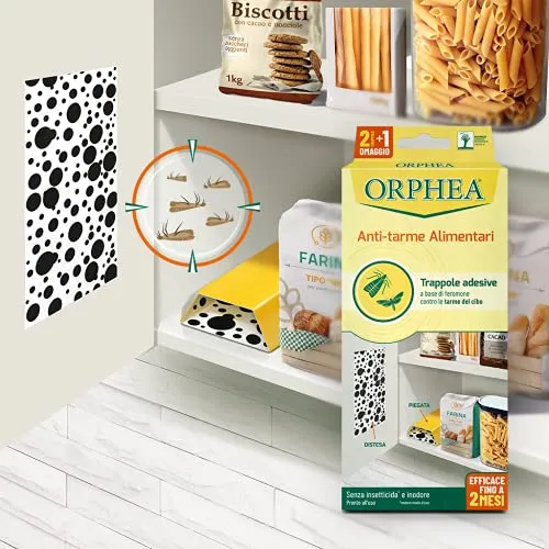 Orphea Antitarme Alimentare, Trappole Adesive Contro Le Tarme Del Cibo, Farfalline, Senza Insetticida E Inodore, Confezione da 4