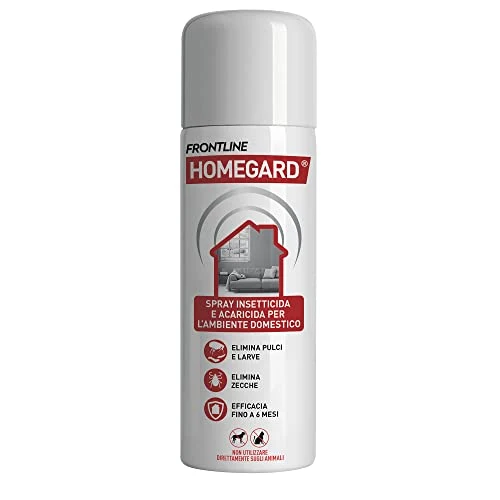 FRONTLINE Homegard Spray Insetticida, Antipulci per Ambienti ad Azione Rapida, Protegge Mobili e Tessili di Casa, Elimina Pulci, Zecche, Uova e Larve fino a 6 mesi, Formato 250 ml