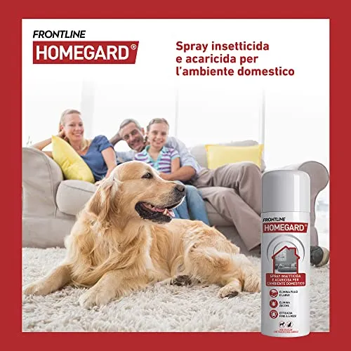FRONTLINE Homegard Spray Insetticida, Antipulci per Ambienti ad Azione Rapida, Protegge Mobili e Tessili di Casa, Elimina Pulci, Zecche, Uova e Larve fino a 6 mesi, Formato 250 ml