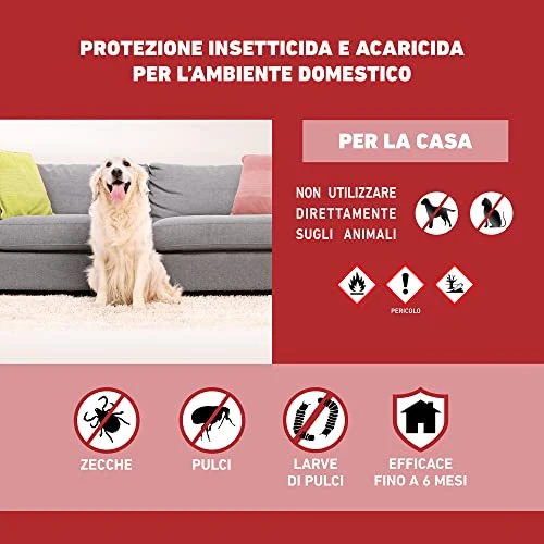 FRONTLINE Homegard Spray Insetticida, Antipulci per Ambienti ad Azione Rapida, Protegge Mobili e Tessili di Casa, Elimina Pulci, Zecche, Uova e Larve fino a 6 mesi, Formato 250 ml