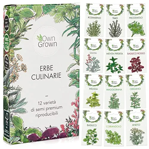 Owngrown - Set Di Semi Di Erbe Semi Da Piantare - 12 Erbe Per Giardino E Cucina . Semi Di Prezzemolo, Erbe Di Provenza, Erbe Italiane, Semi Di Coriandolo, Semi Di Aneto