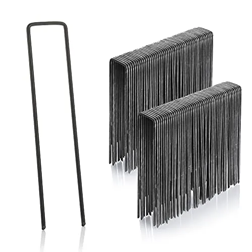 GardenMate 100x Picchetti di Ancoraggio Lunghi 150mm e Larghi 25mm in Filo d'Acciaio dello Spessore di 2,9mm