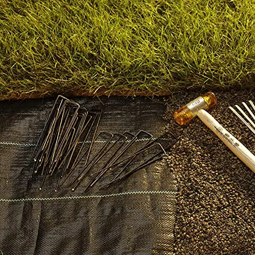 GardenMate 100x Picchetti di Ancoraggio Lunghi 150mm e Larghi 25mm in Filo d'Acciaio dello Spessore di 2,9mm