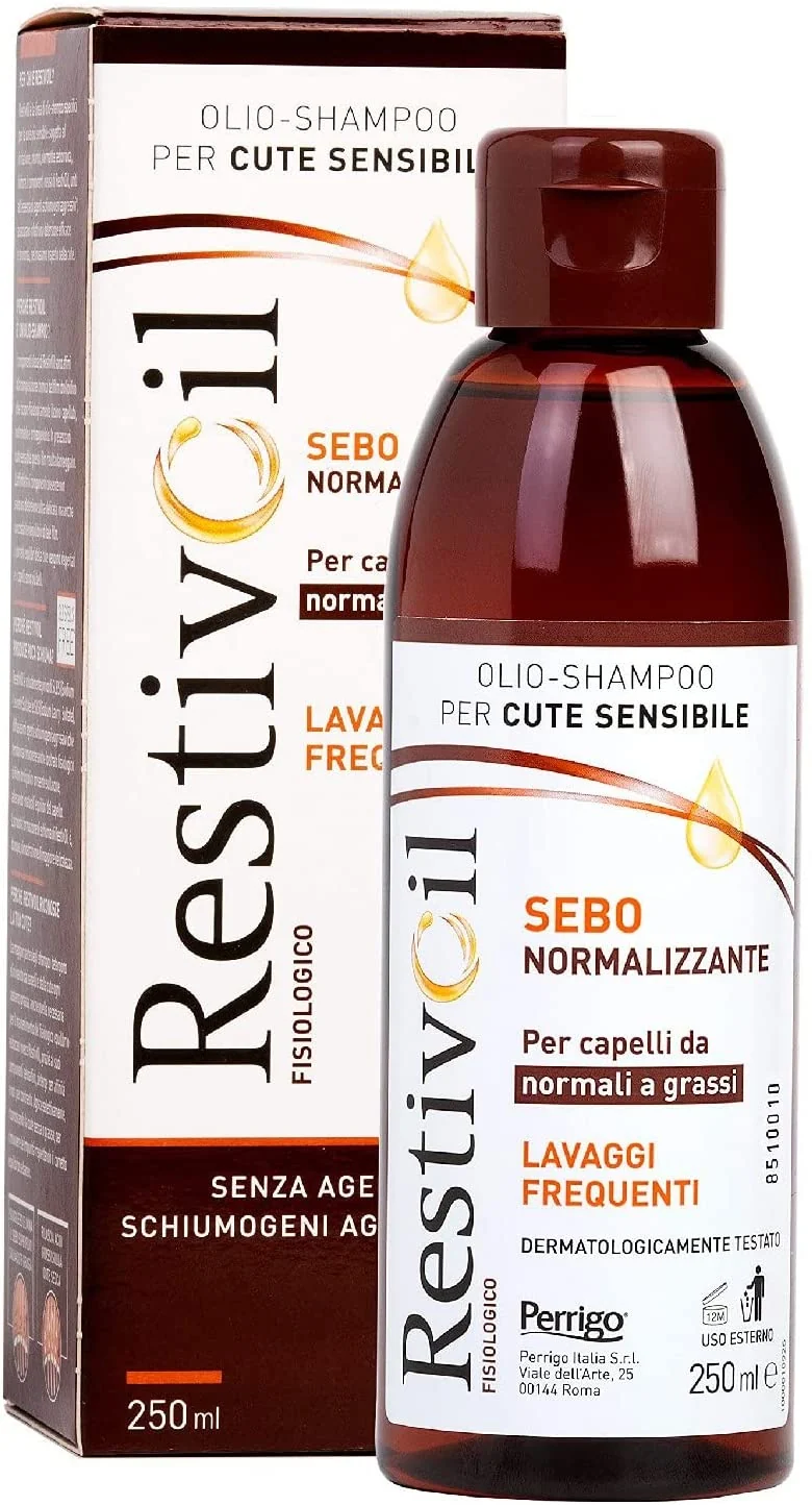 Restivoil Fisiologico Sebonormalizzante Olio-Shampoo per Cute Sensibile e per Capelli Normali e Grassi, Senza Agenti Schiumogeni e Aggressivi - 250 ml
