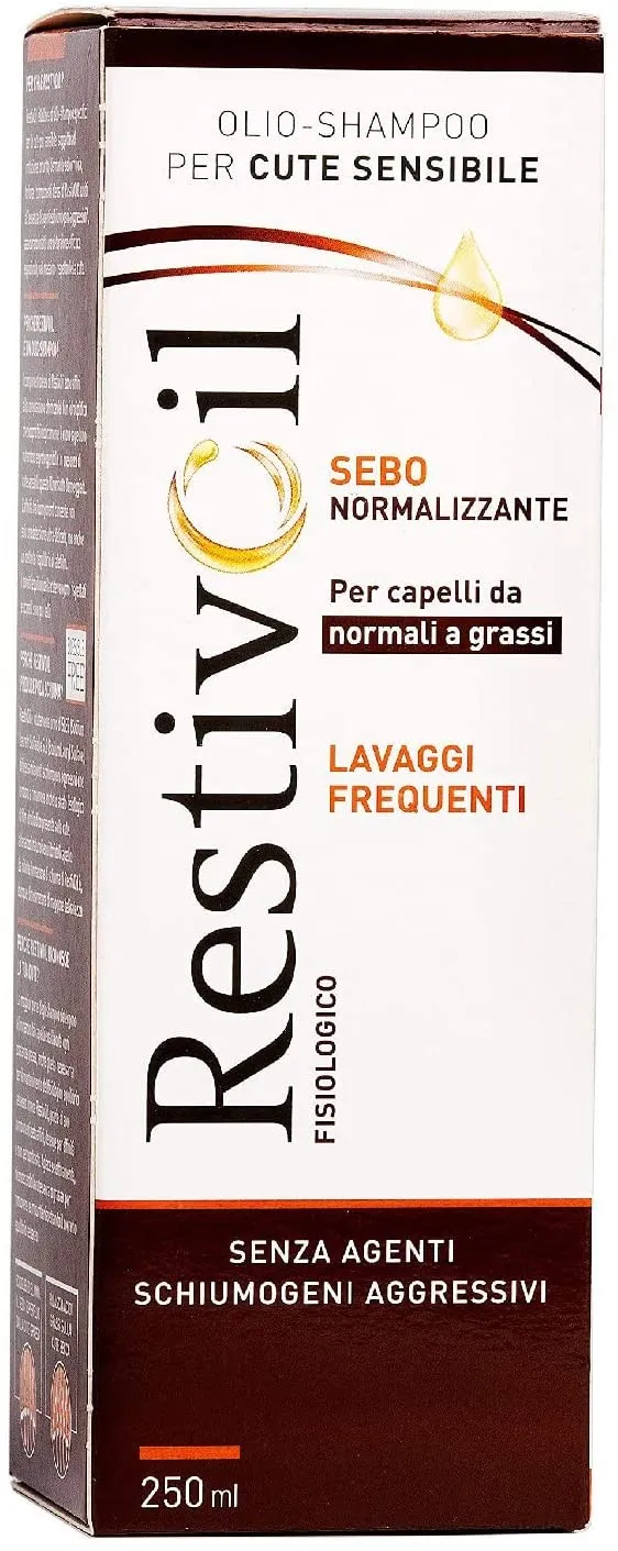 Restivoil Fisiologico Sebonormalizzante Olio-Shampoo per Cute Sensibile e per Capelli Normali e Grassi, Senza Agenti Schiumogeni e Aggressivi - 250 ml