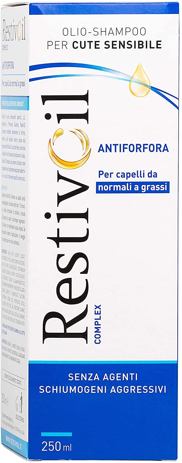 RestivOil Complex Shampoo Antiforfora per Capelli da Normali a Grassi, Olio Fisiologico con Azione Antiseborroica e Anti Prurito, 250 ml