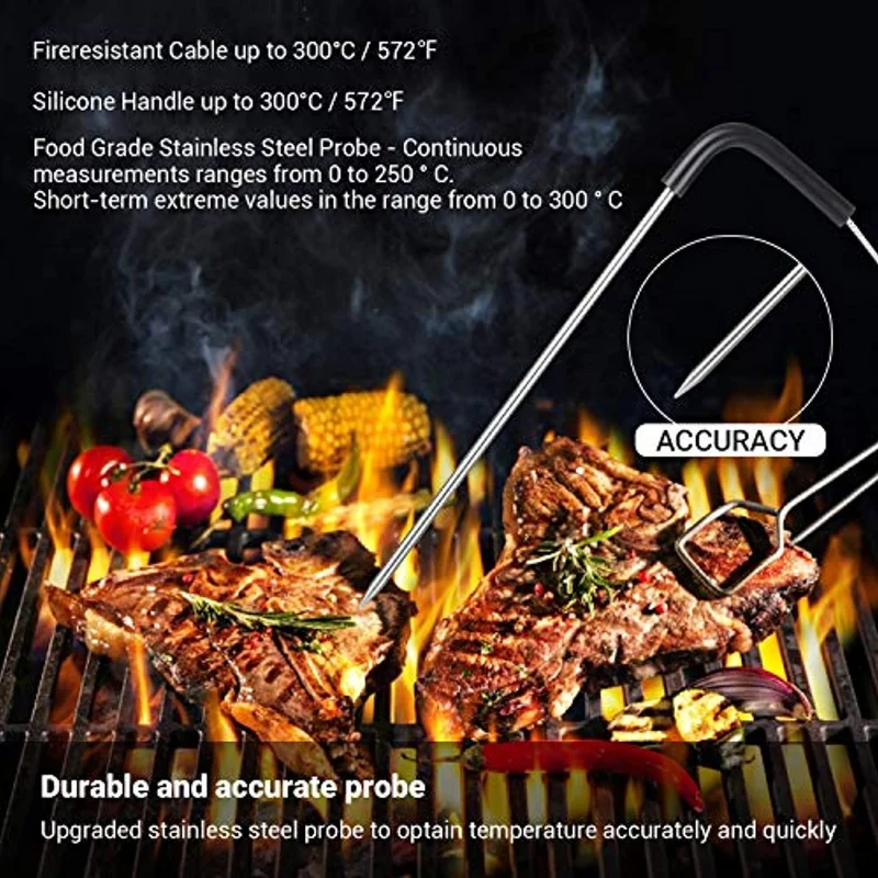 Inkbird IBT-2X Bluetooth Termometro Digitale Barbecue Termometro e Timer con Sonda di Temperatura per Carne Grigliate BBQ Fumatore Forno di Cottura 2 Sensori