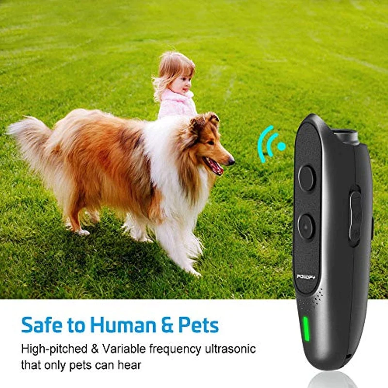 POIIOPY Antiabbaio Ultrasuoni per Cani, Dispositivo di Controllo dell'abbaio a ultrasuoni a frequenza variabile, Ricarica USB 2 in 1 per Il Controllo dell'abbaio, Nessuna Scossa elettrica
