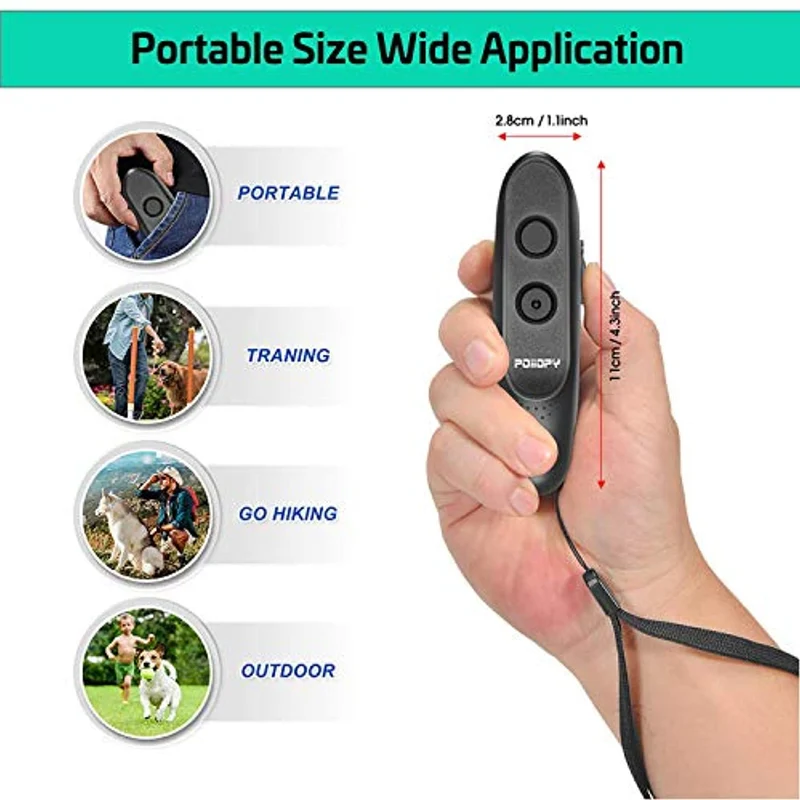 POIIOPY Antiabbaio Ultrasuoni per Cani, Dispositivo di Controllo dell'abbaio a ultrasuoni a frequenza variabile, Ricarica USB 2 in 1 per Il Controllo dell'abbaio, Nessuna Scossa elettrica