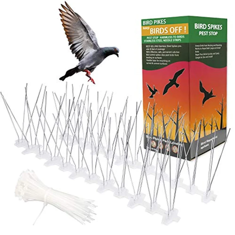 Telgoner Dissuasori per Piccioni Inox, 3M 10 File Anti Piccioni Uccelli Dispositivo, Preassemblate Flessibili Spuntoni per Piccioni Kit con 20 Fascette in Plastica per Balcone Terrazza Finestra