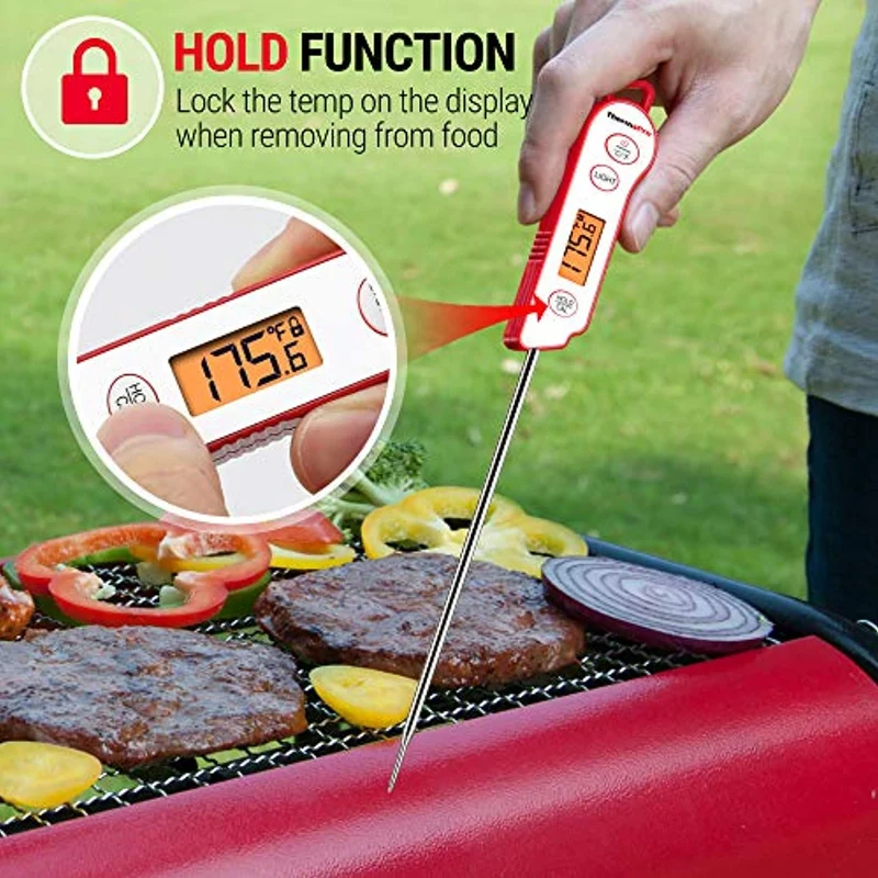 ThermoPro TP15 Termometro Cucina Impermeabile con Sonda Lunga Termometro Digitale Professionale da Lettura Istantaneo per Alimenti Liquidi Latte Carne Barbecue Cibo Dolci Olio Vino con Calibrazione