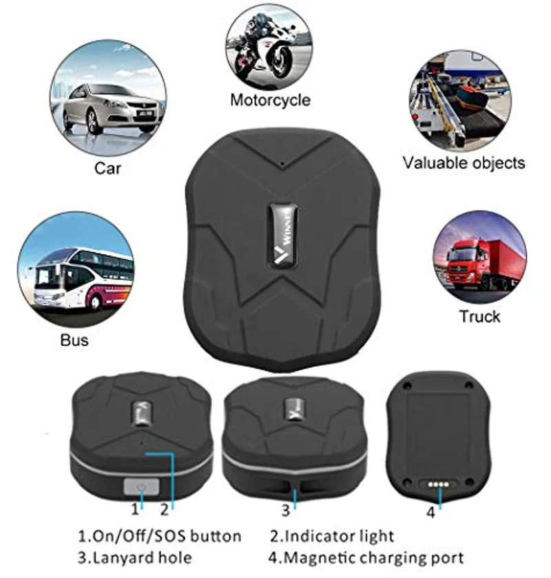 Hangang GPS Tracker, Mini GPS Tracker Localizzatore con WIFI GPS Tracker per Auto Funzione SOS TK921
