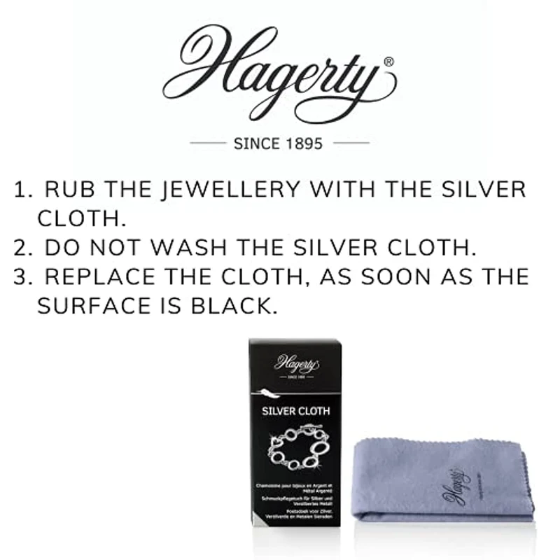 Hagerty Silver Cloth Panno detergente per gioielli 36x30cm I Panno in cotone impregnato I Panno efficace per argento con antiossidante per la pulizia di gioielli d’argento, placcati argento