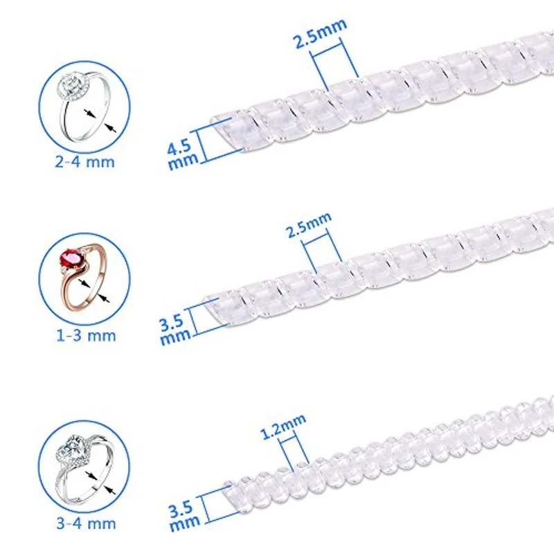 Regolatore di dimensioni dell'anello con stoffa per lucidatura di gioielli per anelli larghi, set di 12, 3 dimensioni: 2mm / 3mm / 4mm