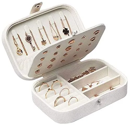 Lrikas Scatole Portagioie Gioielli da Viaggio da Donna Organizzatore da Ragazza Custodia Piccola da Gioielleria per Anelli Orecchini Collane Bracciali, 16,5 x 11,5 x 5,5 cm (Rosa)