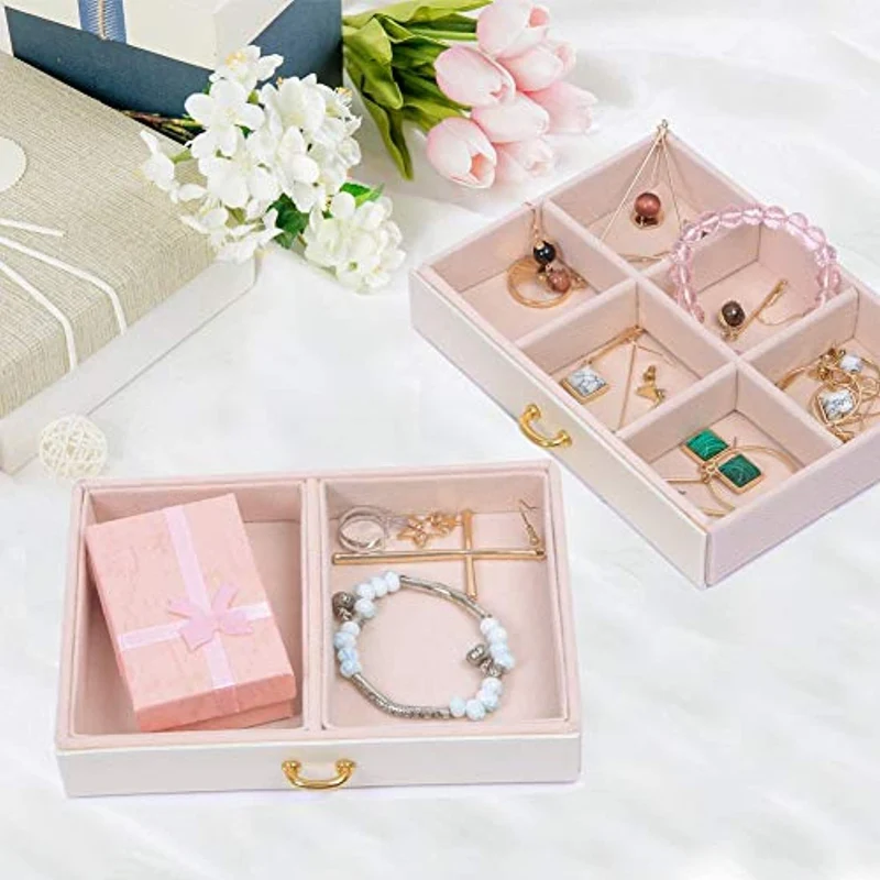 Scatola di Gioielli Set Scatola Porta Gioielli Beauty Case di immagazzinaggio di immagazzinaggio di cosmetico a Tre Strati con Specchio e Serratura,Scatola con Specchio Scatola anello,Regalo Femminile