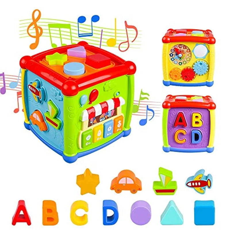 AiTuiTui Cubo attività Bambino, 6-in-1 Multifunzione Giochi Centri Educativi Prima Scatola di apprendimento Infanzia Giocattoli per Bambini Regalo di Natale Compleanno