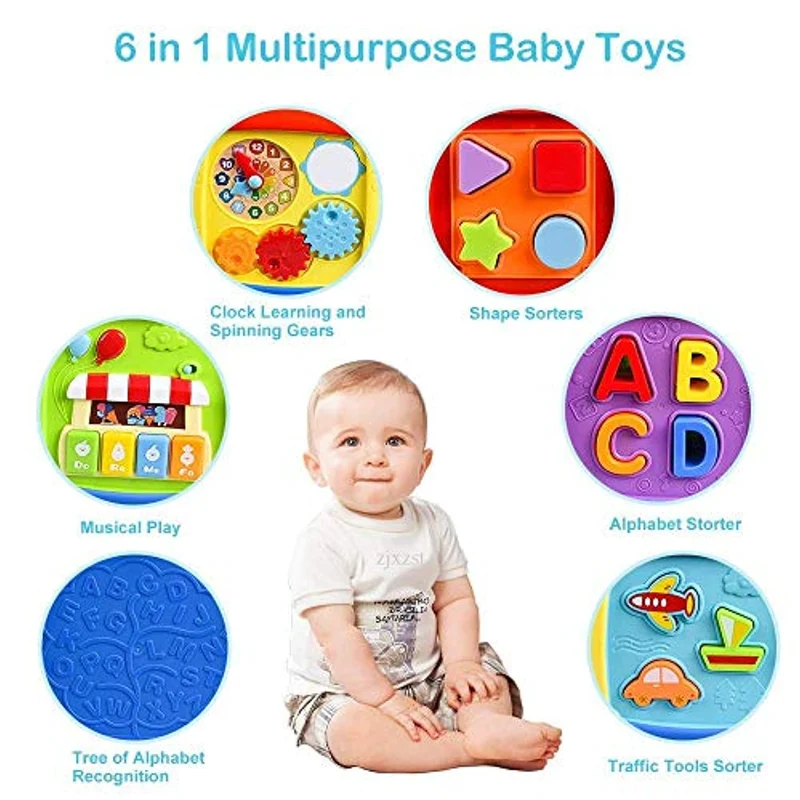 AiTuiTui Cubo attività Bambino, 6-in-1 Multifunzione Giochi Centri Educativi Prima Scatola di apprendimento Infanzia Giocattoli per Bambini Regalo di Natale Compleanno