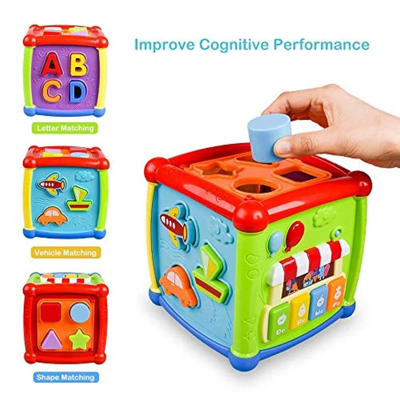 AiTuiTui Cubo attività Bambino, 6-in-1 Multifunzione Giochi Centri Educativi Prima Scatola di apprendimento Infanzia Giocattoli per Bambini Regalo di Natale Compleanno