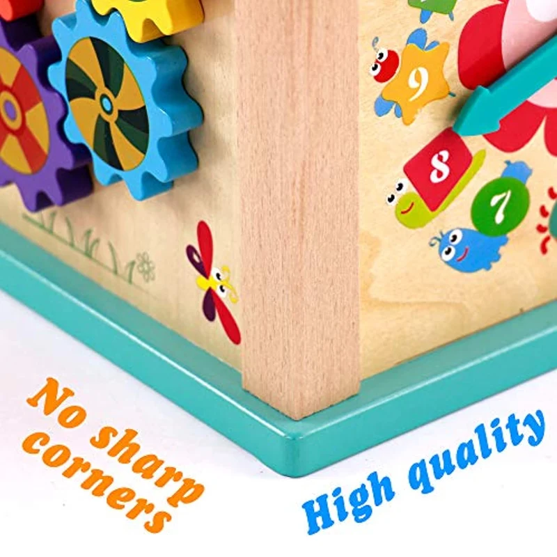 Fajiabao Cubo attività Legno Bambini Giochi in Legno 5 in 1 Giochi Montessori Educativi Gioco Montessoriano Multiattivita Tavolino Attivita Giocattolo per Bambina Regalo di Compleanno 3 4 5 Anni