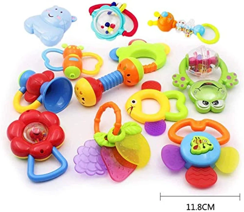 WISHTIME Sonagli per Bambini Giocattoli, Giochi Neonati Infantile Scuotendo la Campana Set sonaglio con Conservazione Scatola BPA Giocattoli gratuiti per 0, 3, 6, 9, 12 Mesi Neonato