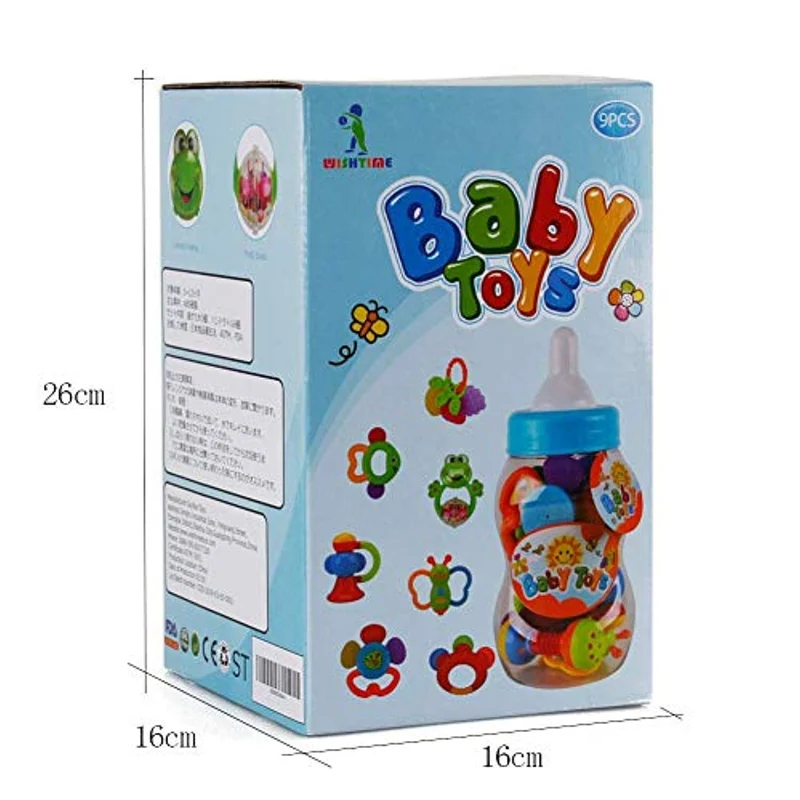 WISHTIME Sonagli per Bambini Giocattoli, Giochi Neonati Infantile Scuotendo la Campana Set sonaglio con Conservazione Scatola BPA Giocattoli gratuiti per 0, 3, 6, 9, 12 Mesi Neonato