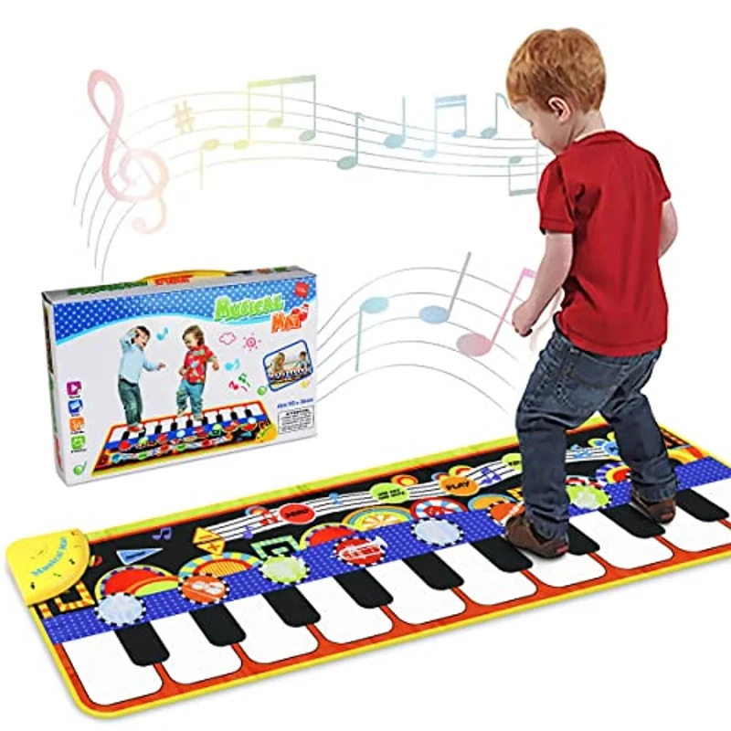 RenFox Tappeto Musicale, Piano Mat Tastiera Danza Stuoia Strumento Musicale 5 modalità e 8 Suoni, Tappeto Musicale Tocco Mat Bambini Educativo Giocattolo(110 * 36 cm)