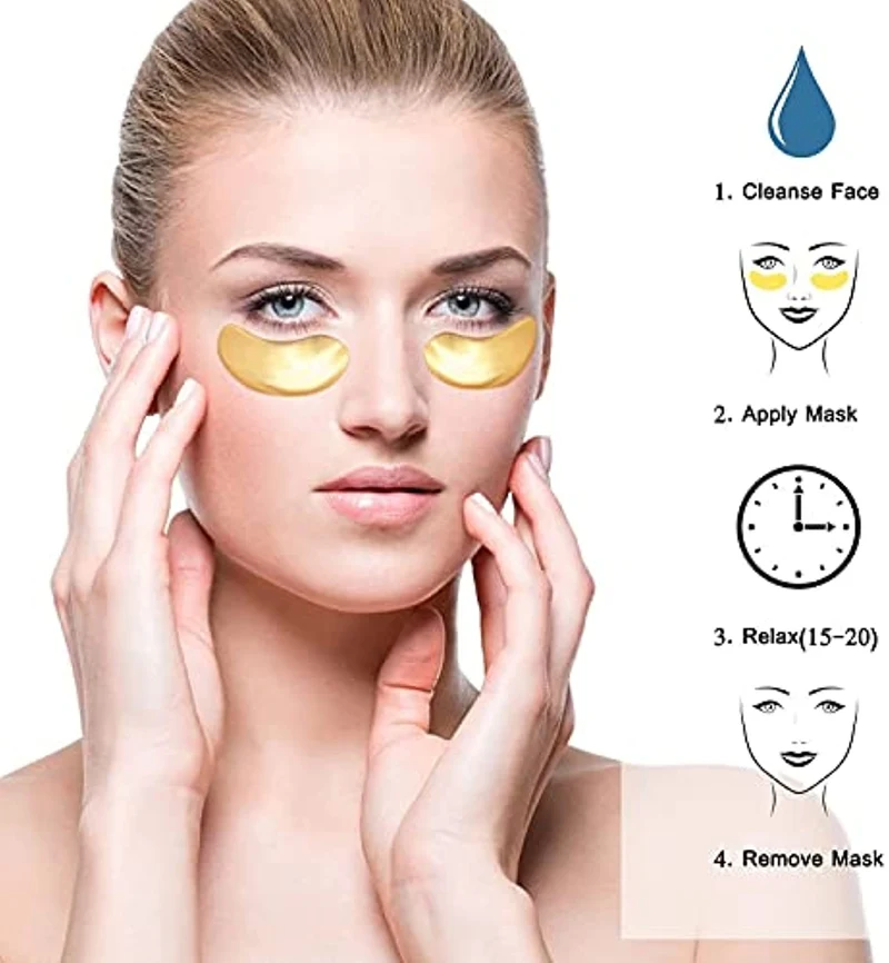 Maschera per Gli Occhi al Collagene in Gel di Cristallo Oro 24K 25 paia, Antietà e Rughe, Crema Idratante, per Rimuovere Borse Sotto Gli Occhi, Occhiaie, Crema Idratante, Occhi Gonfi