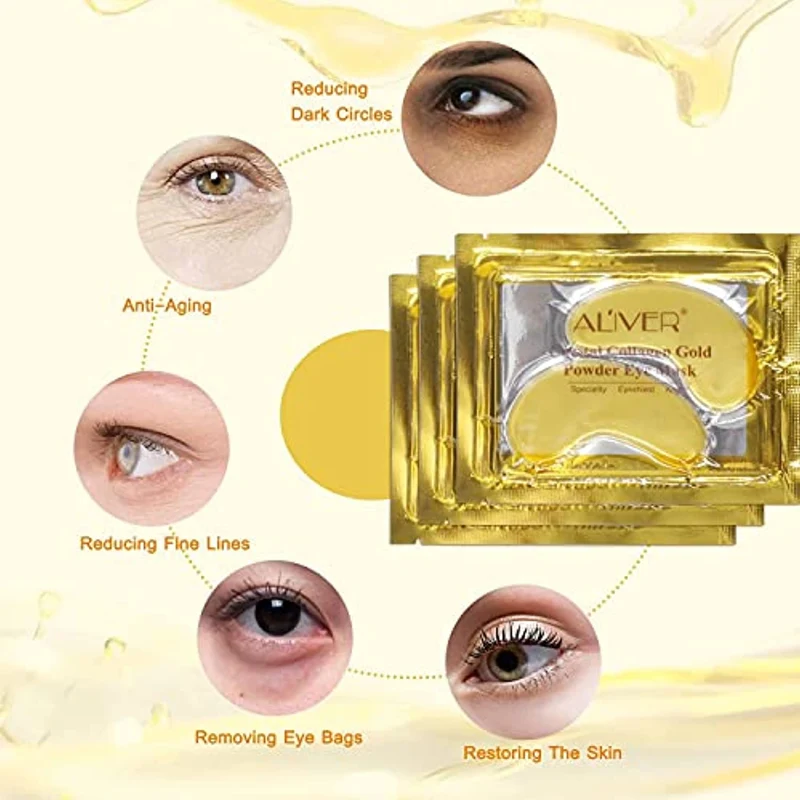 Maschera per Gli Occhi al Collagene in Gel di Cristallo Oro 24K 25 paia, Antietà e Rughe, Crema Idratante, per Rimuovere Borse Sotto Gli Occhi, Occhiaie, Crema Idratante, Occhi Gonfi
