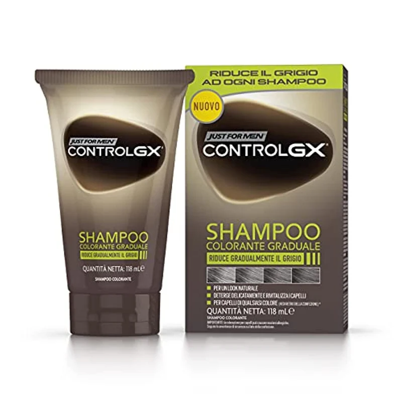 Just For Men Control GX Shampoo Colorante Uomo, Riduce Gradulmente Il Grigio, Tinta Per Capelli, Per Un Look Naturale, 118ml