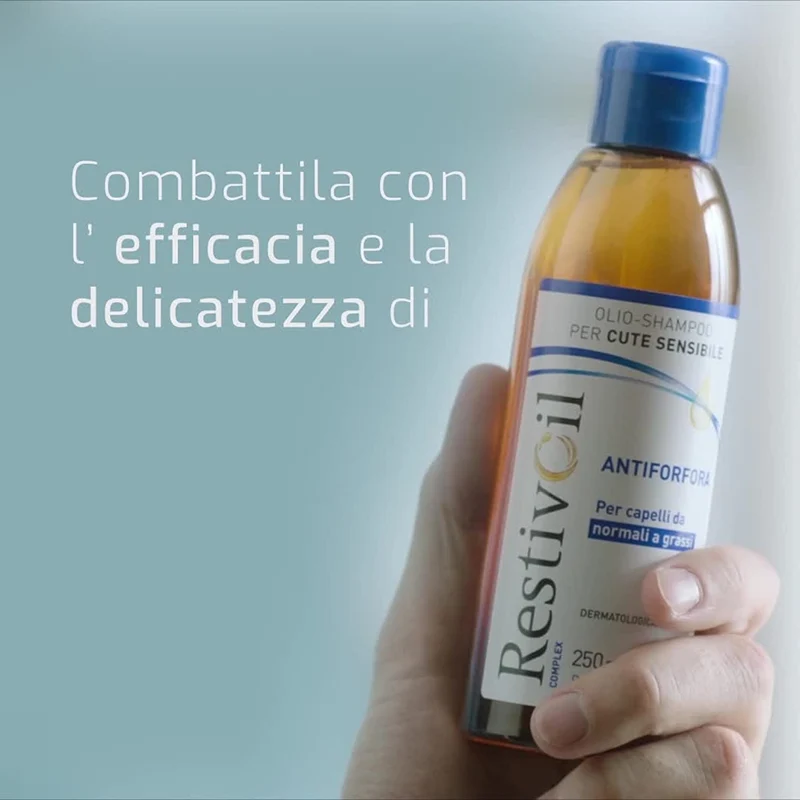 RestivOil Complex Shampoo Antiforfora per Capelli Secchi, Olio Fisiologico con Azione Antiseborroica e Anti Prurito, 250 ml