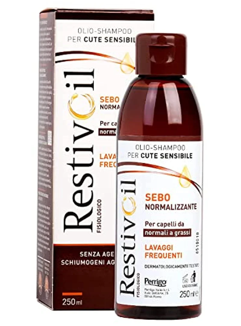 Restivoil Fisiologico Sebonormalizzante Olio-Shampoo per Cute Sensibile e per Capelli Normali e Grassi, Senza Agenti Schiumogeni e Aggressivi - 250 ml