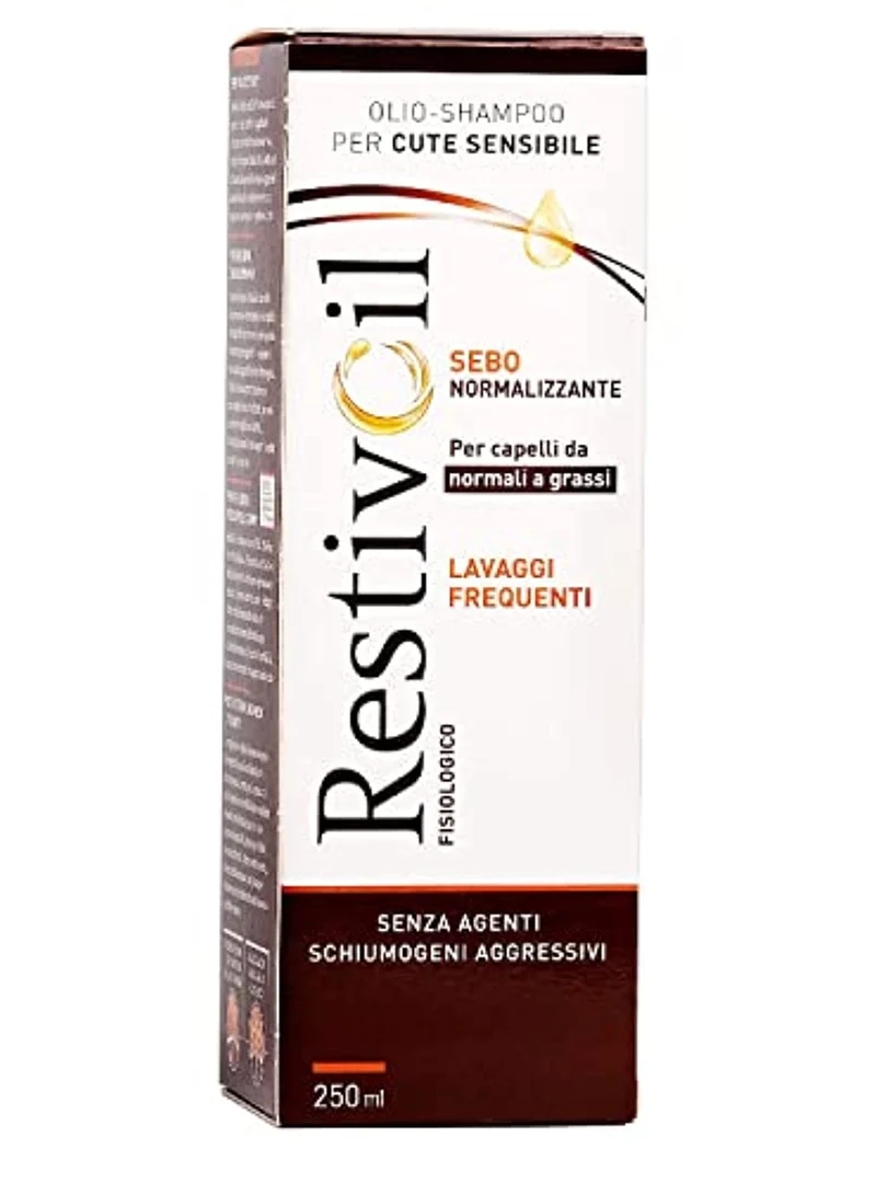 Restivoil Fisiologico Sebonormalizzante Olio-Shampoo per Cute Sensibile e per Capelli Normali e Grassi, Senza Agenti Schiumogeni e Aggressivi - 250 ml